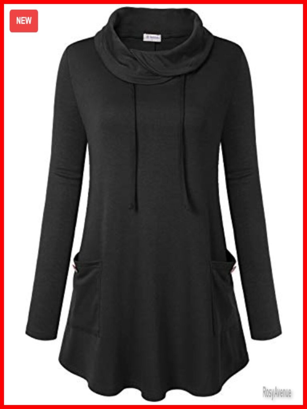 Womens Cowl Neck Tunic Sweater Asymmetrical Long Top with Pockets Pullover